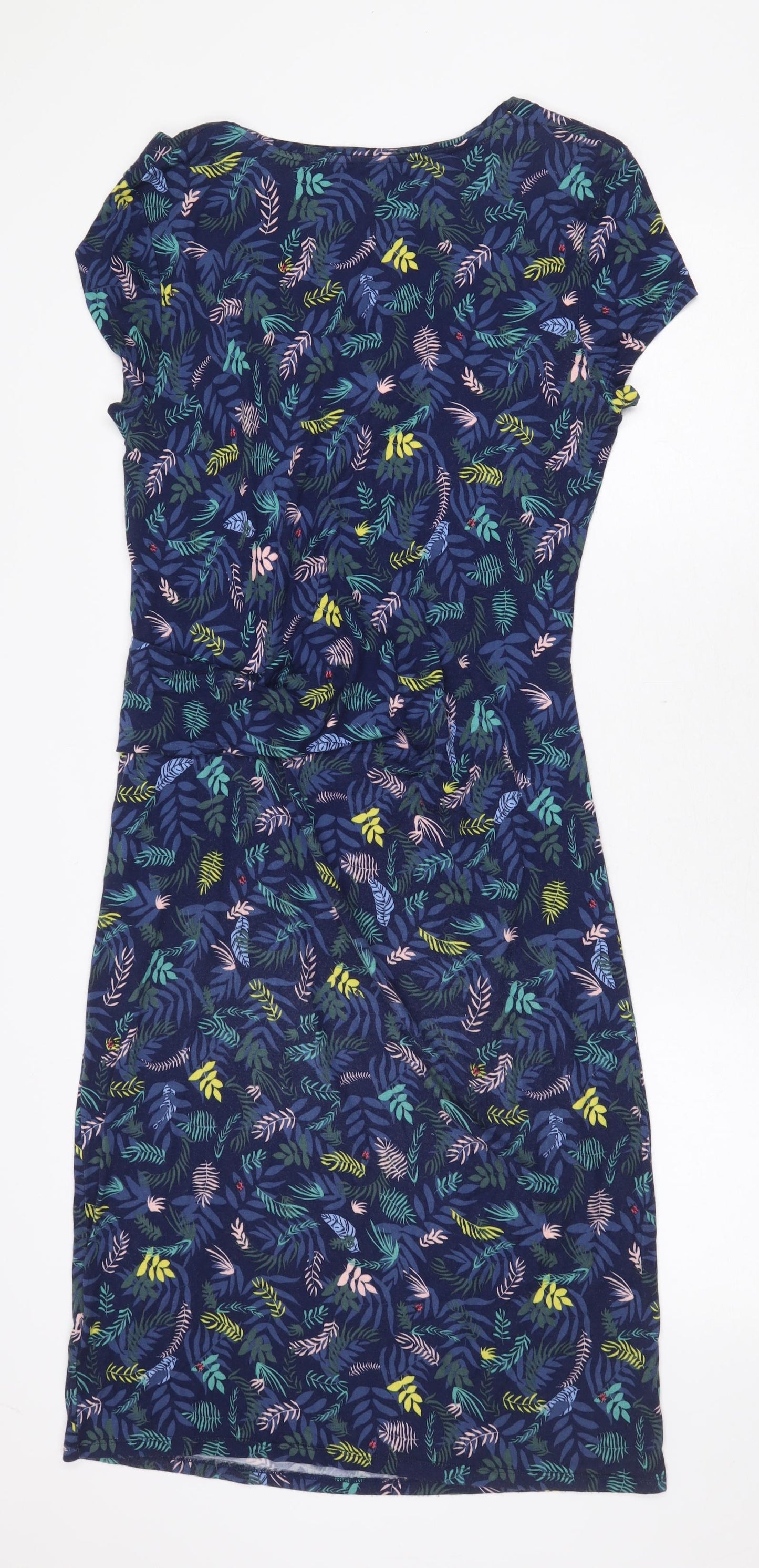 Dickins & Jones Womens Blue Floral Viscose Pencil Dress Size 10 Boat Neck Pullover