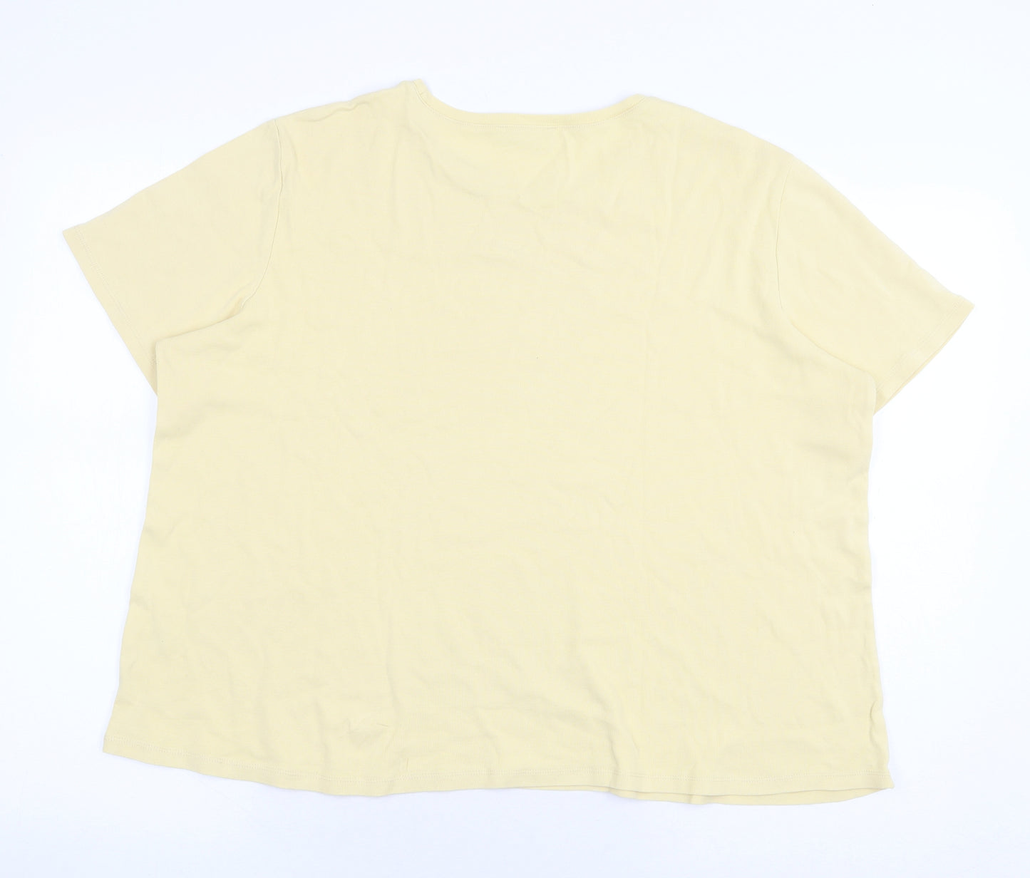 Marks and Spencer Womens Yellow 100% Cotton Basic T-Shirt Size 20 Round Neck