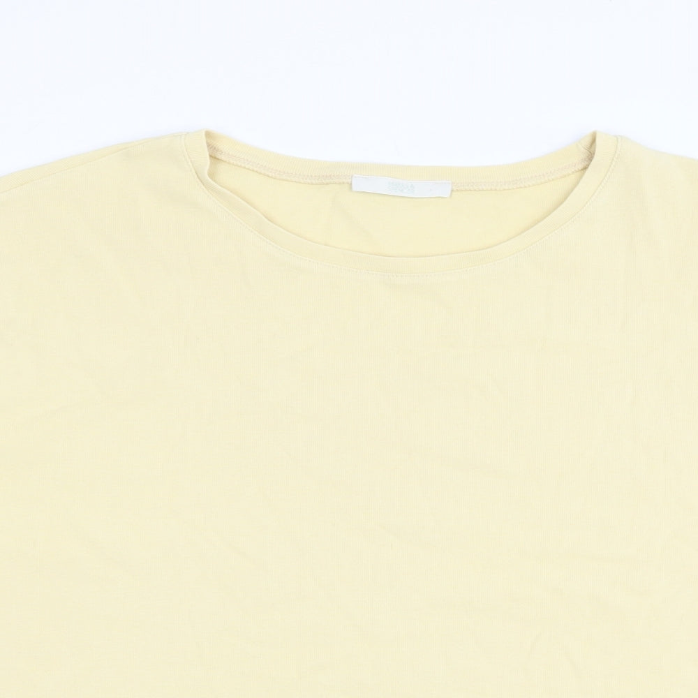 Marks and Spencer Womens Yellow 100% Cotton Basic T-Shirt Size 20 Round Neck