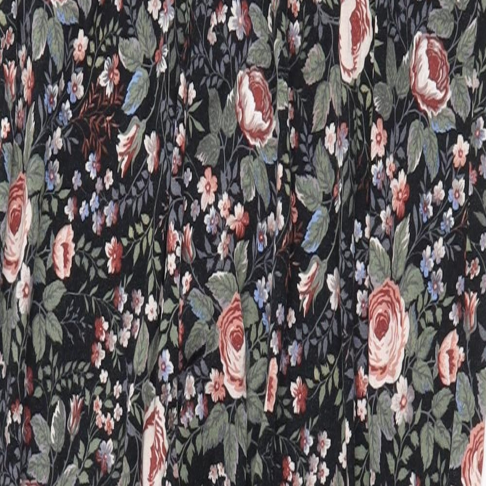 TU Womens Black Floral Viscose Trousers Size 10 Regular