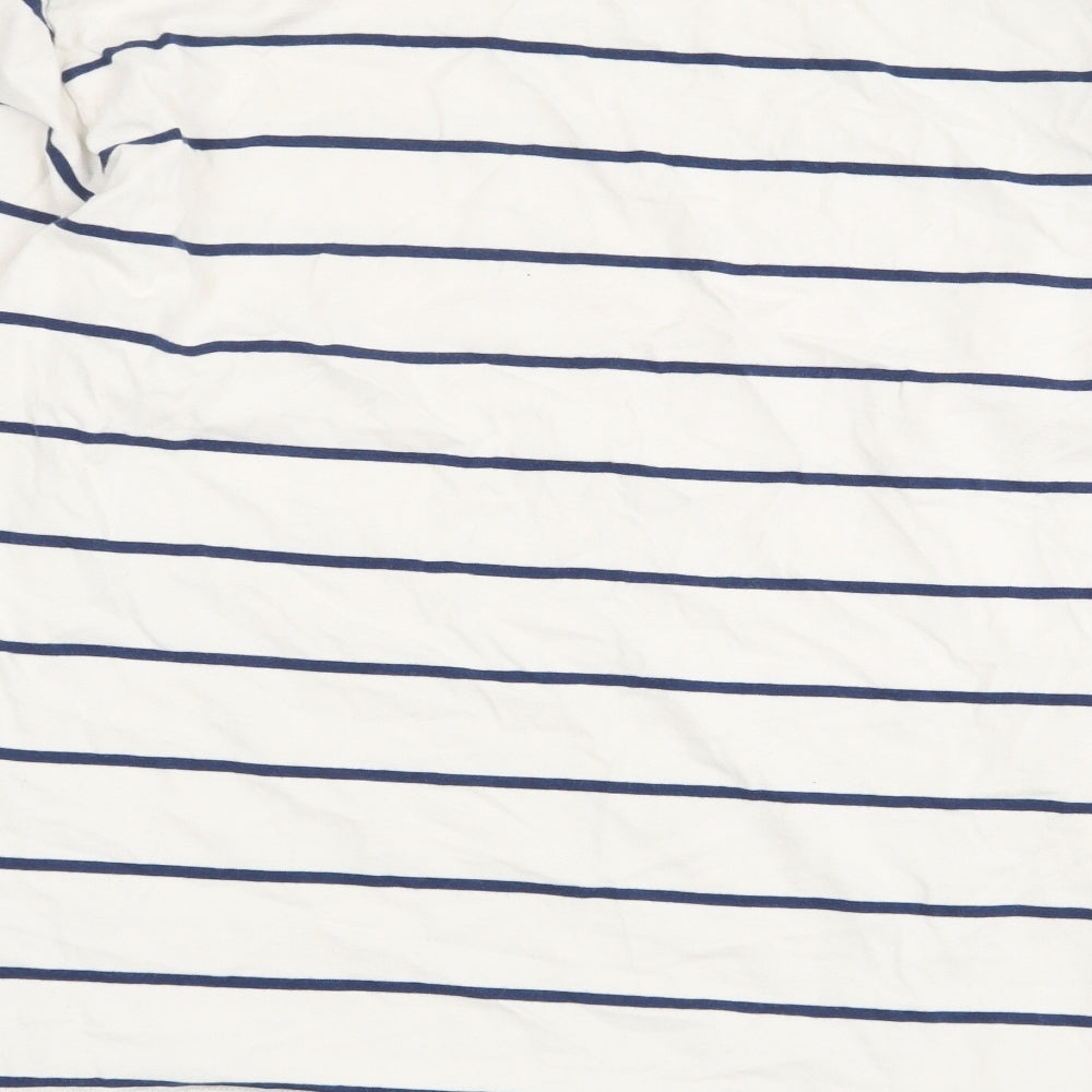 Uniqlo Womens White Striped 100% Cotton Basic T-Shirt Size S Round Neck
