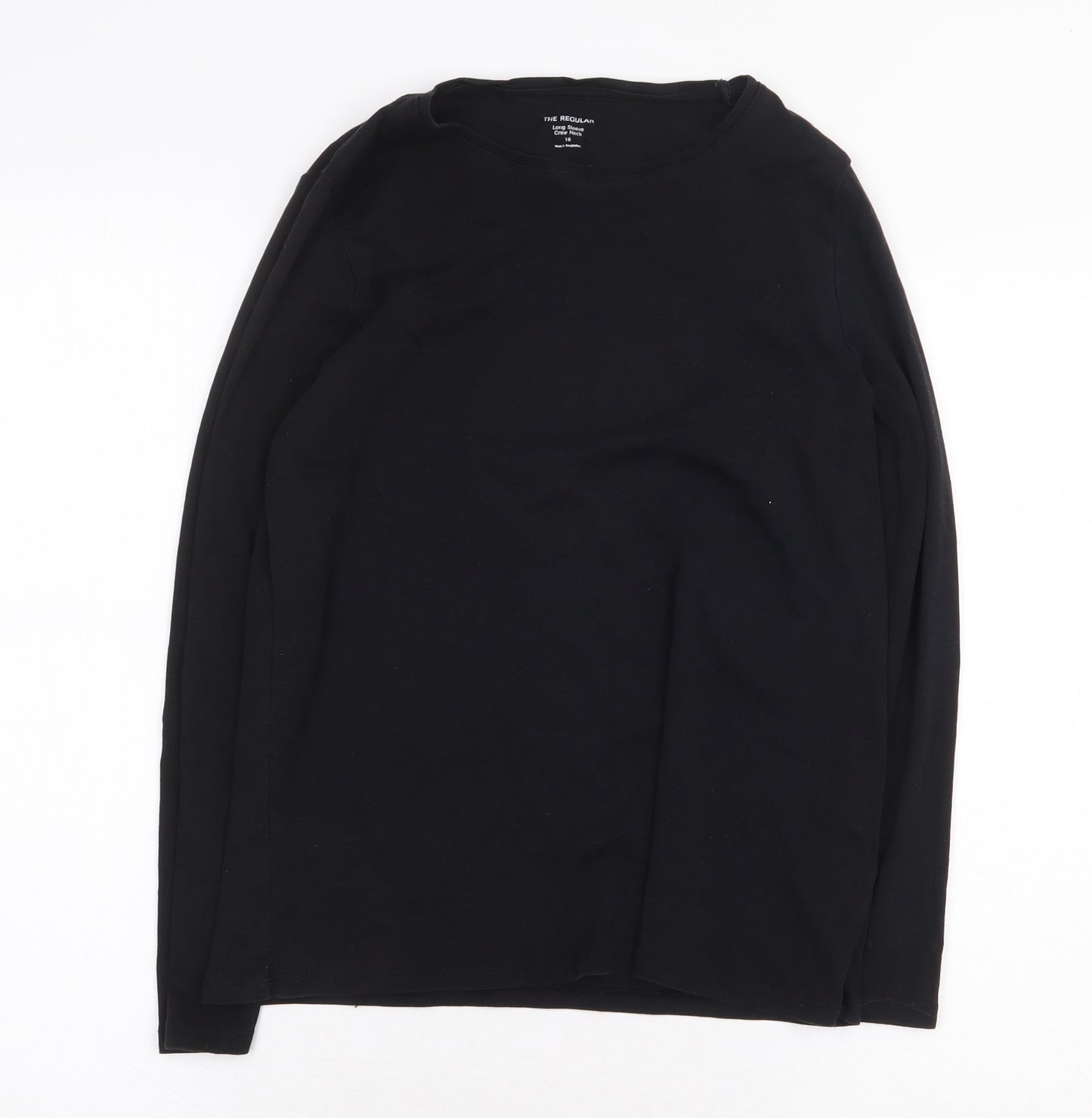 Marks and Spencer Womens Black 100% Cotton Basic T-Shirt Size 16 Round Neck