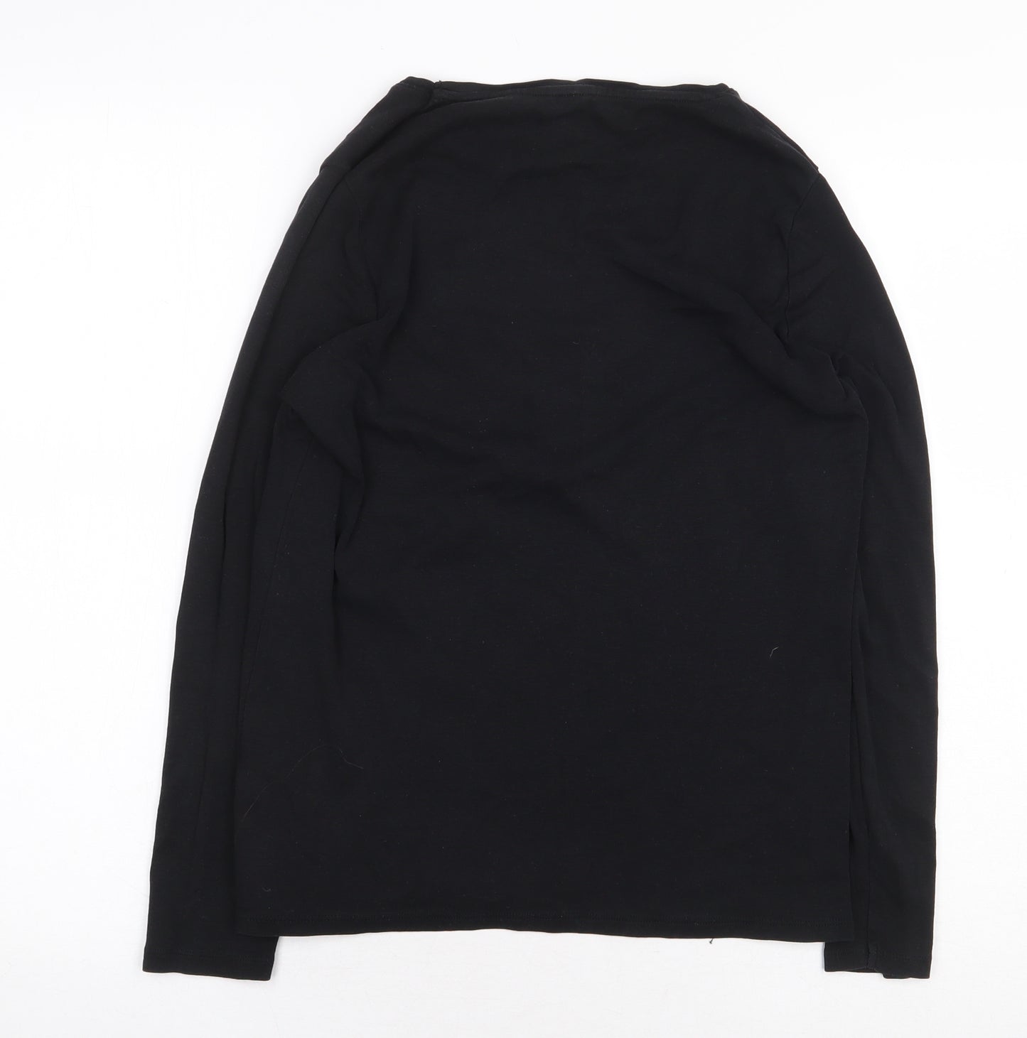 Marks and Spencer Womens Black 100% Cotton Basic T-Shirt Size 16 Round Neck