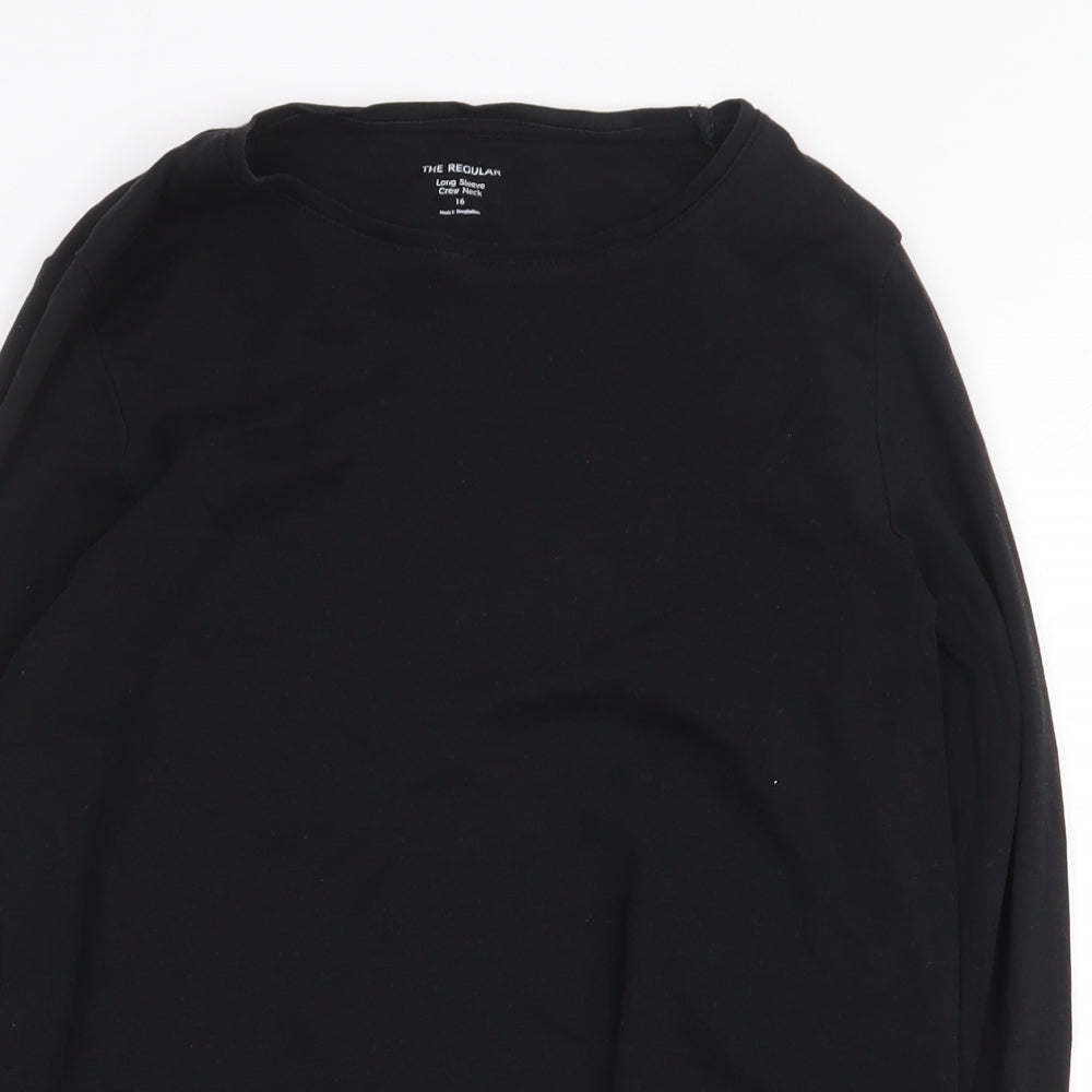 Marks and Spencer Womens Black 100% Cotton Basic T-Shirt Size 16 Round Neck