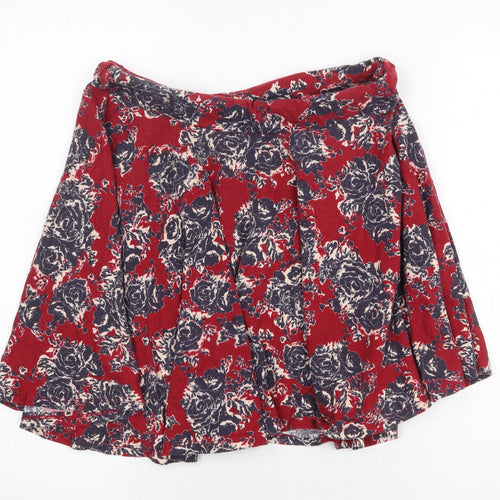 Pins & Needles Womens Red Geometric Cotton Flare Skirt Size L