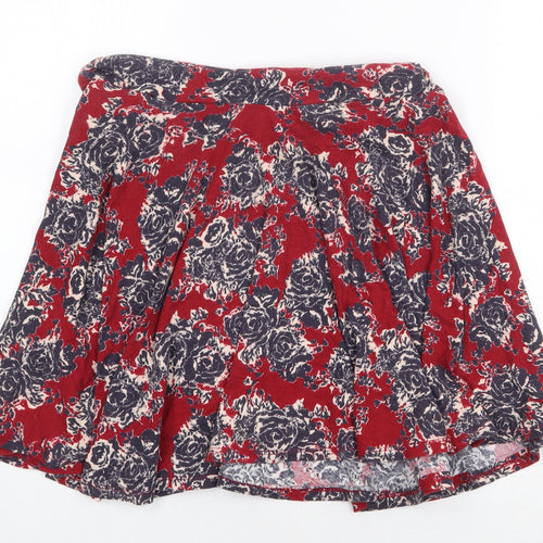 Pins & Needles Womens Red Geometric Cotton Flare Skirt Size L