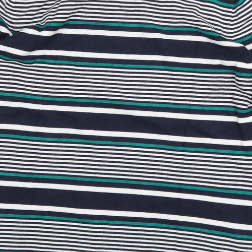 CC Womens Blue Striped Viscose Basic T-Shirt Size L Round Neck