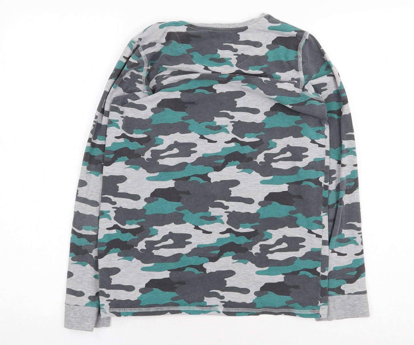 Marks and Spencer Boys Multicoloured Camouflage Cotton Basic T-Shirt Size 13-14 Years Round Neck Pullover