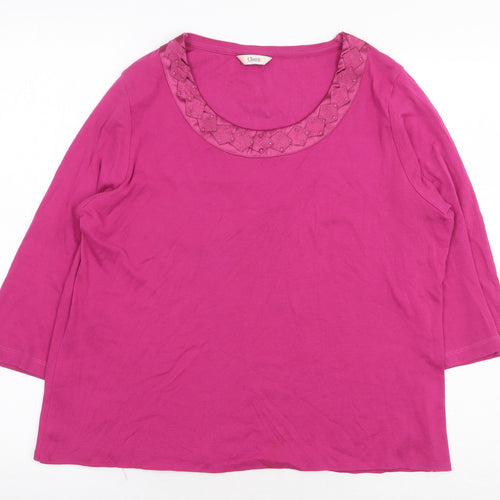 Marks and Spencer Womens Pink 100% Cotton Basic Blouse Size 14 Scoop Neck