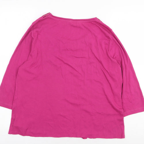 Marks and Spencer Womens Pink 100% Cotton Basic Blouse Size 14 Scoop Neck