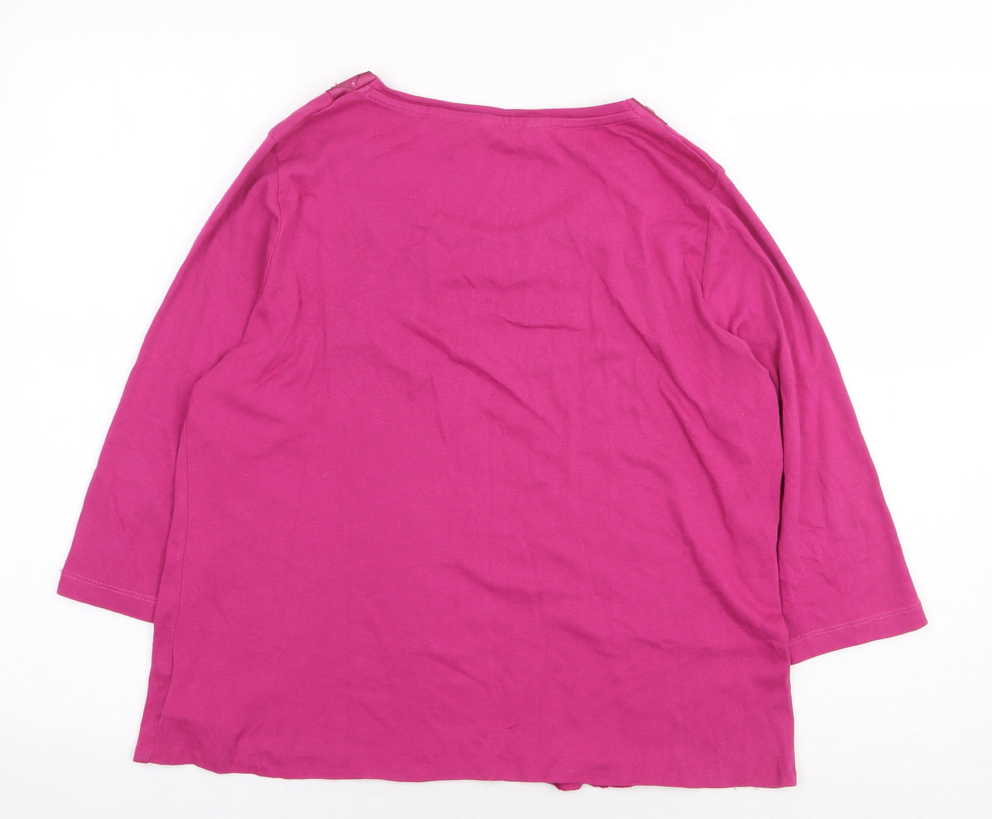 Marks and Spencer Womens Pink 100% Cotton Basic Blouse Size 14 Scoop Neck
