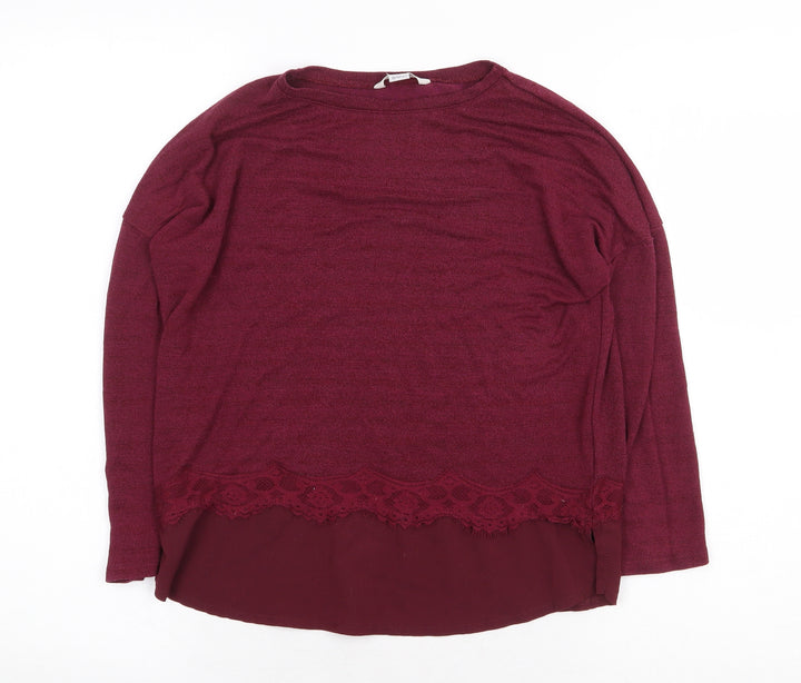 River Island Girls Purple Polyester Basic Blouse Size 11-12 Years Round Neck Pullover