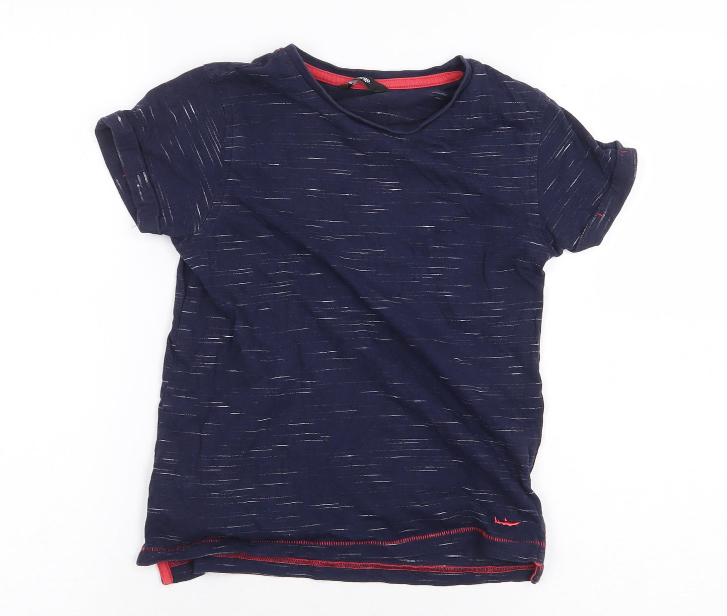 George Boys Blue Cotton Basic T-Shirt Size 7-8 Years Round Neck Pullover