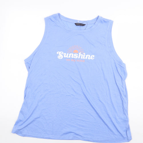 Marks and Spencer Womens Blue Polyester Basic Tank Size 10 Boat Neck - Sunshine on My Mind