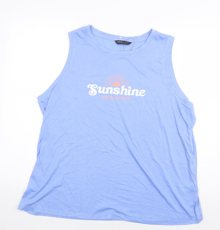 Marks and Spencer Womens Blue Polyester Basic Tank Size 10 Boat Neck - Sunshine on My Mind