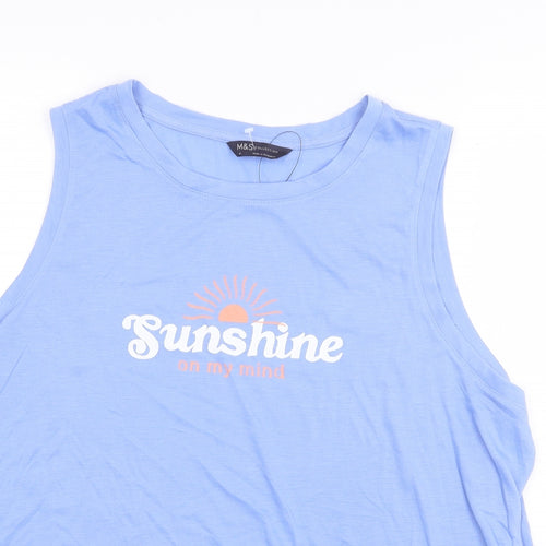 Marks and Spencer Womens Blue Polyester Basic Tank Size 10 Boat Neck - Sunshine on My Mind