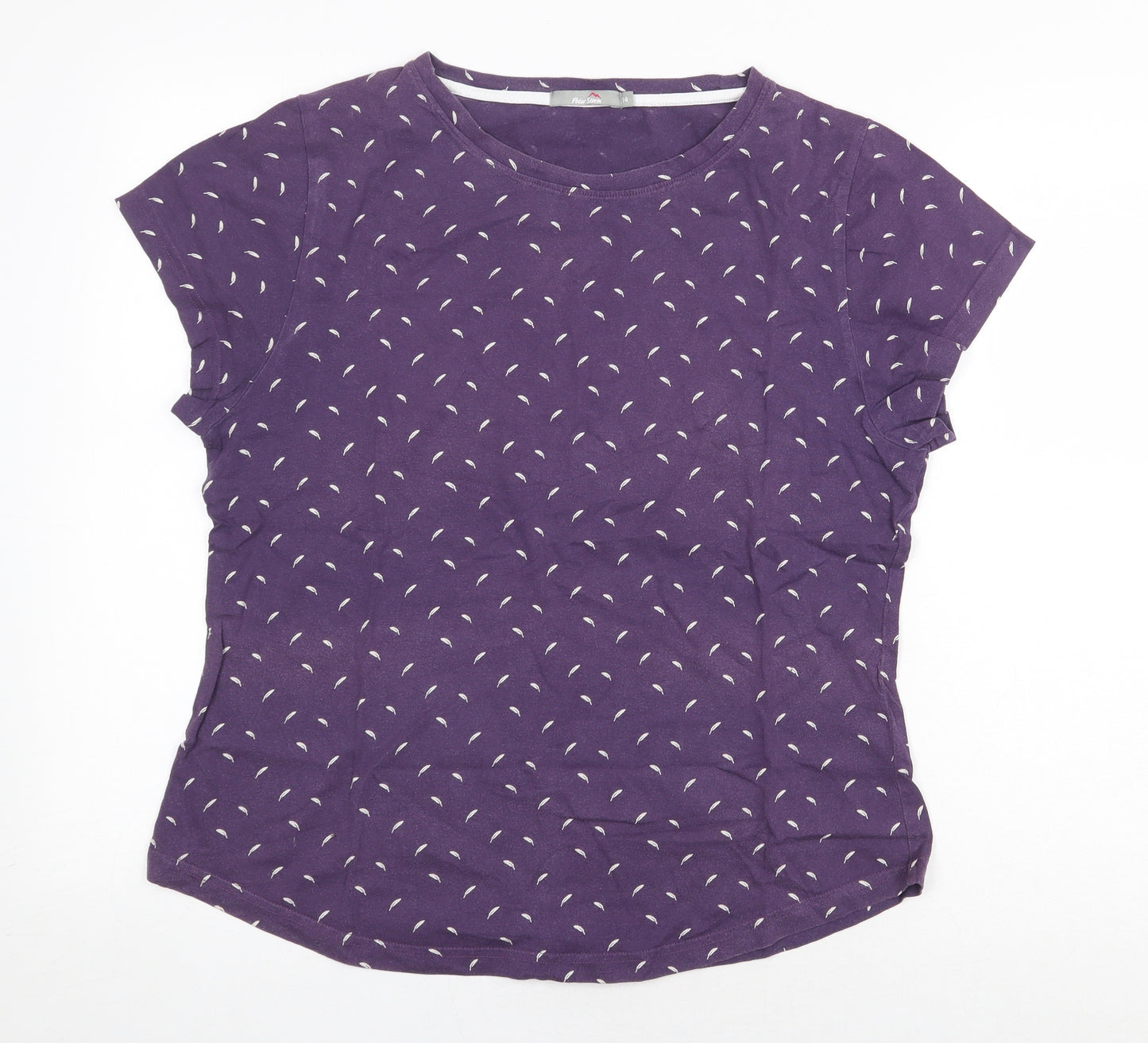 Peter Storm Womens Purple Geometric 100% Cotton Basic T-Shirt Size 14 Round Neck