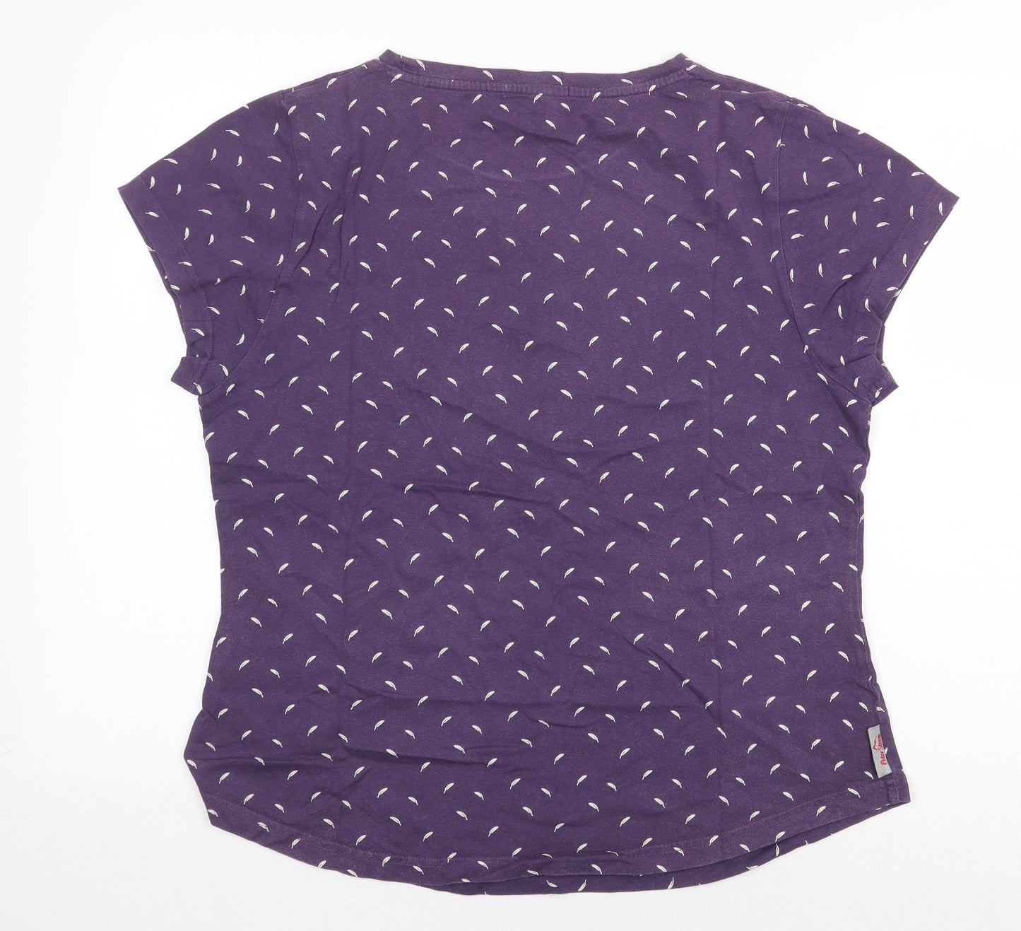 Peter Storm Womens Purple Geometric 100% Cotton Basic T-Shirt Size 14 Round Neck