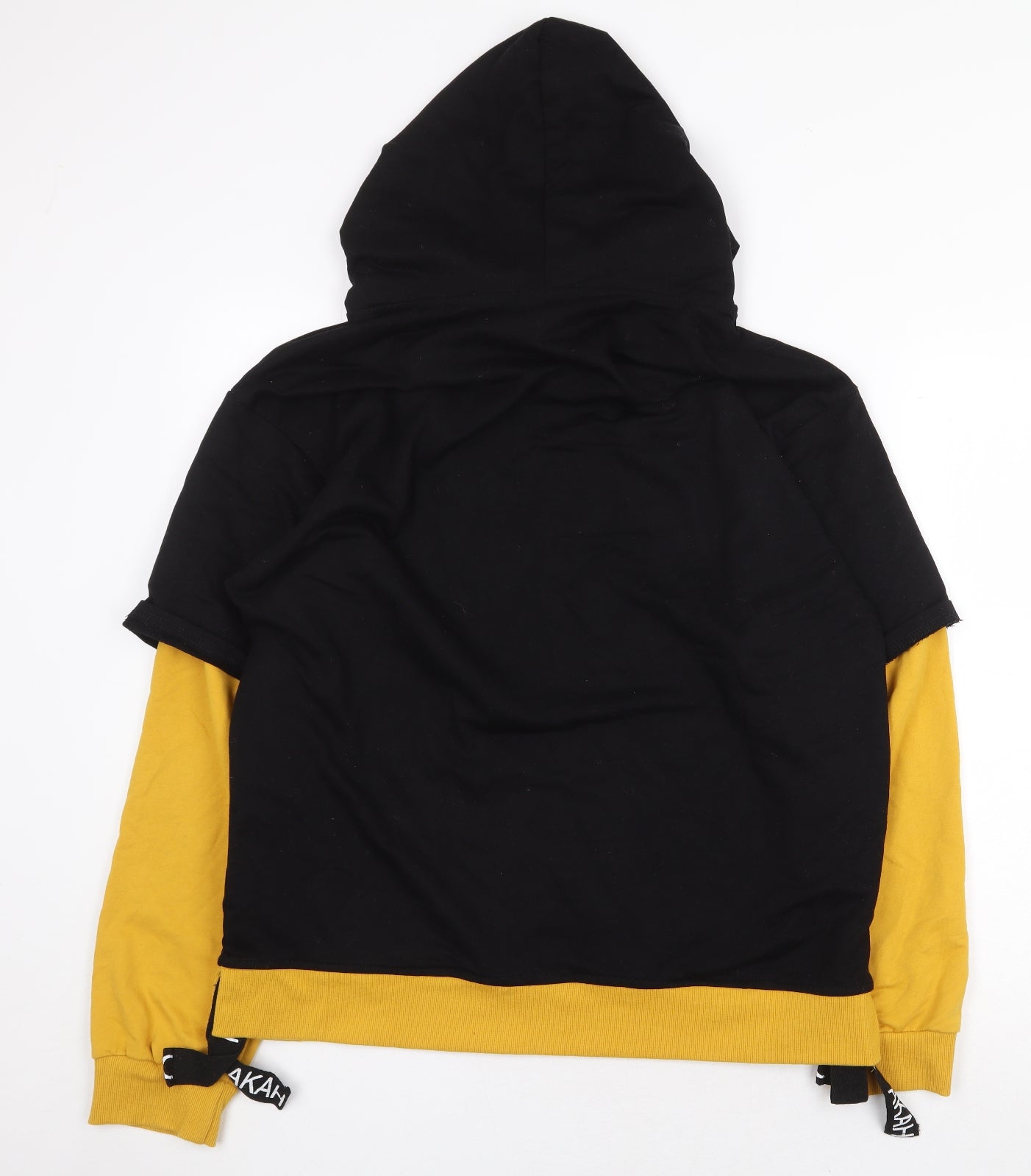 Gurunvani Mens Black Polyester Pullover Hoodie Size L