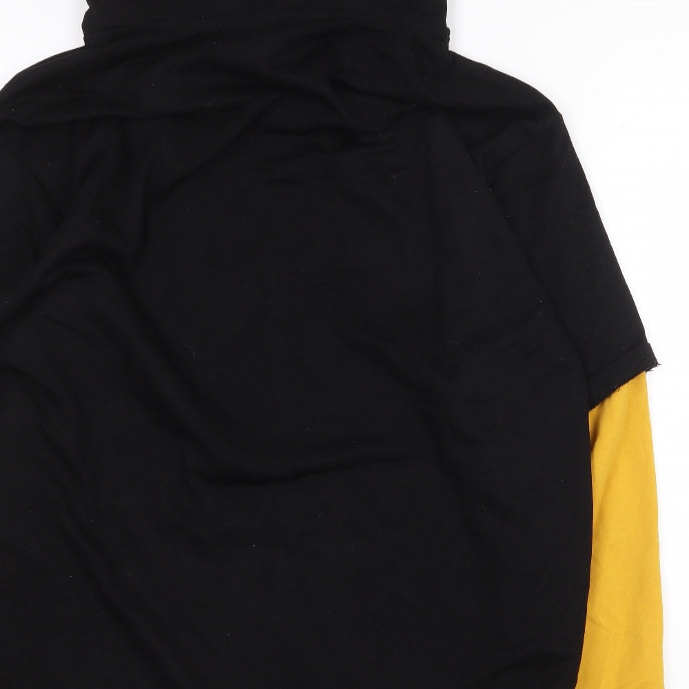 Gurunvani Mens Black Polyester Pullover Hoodie Size L