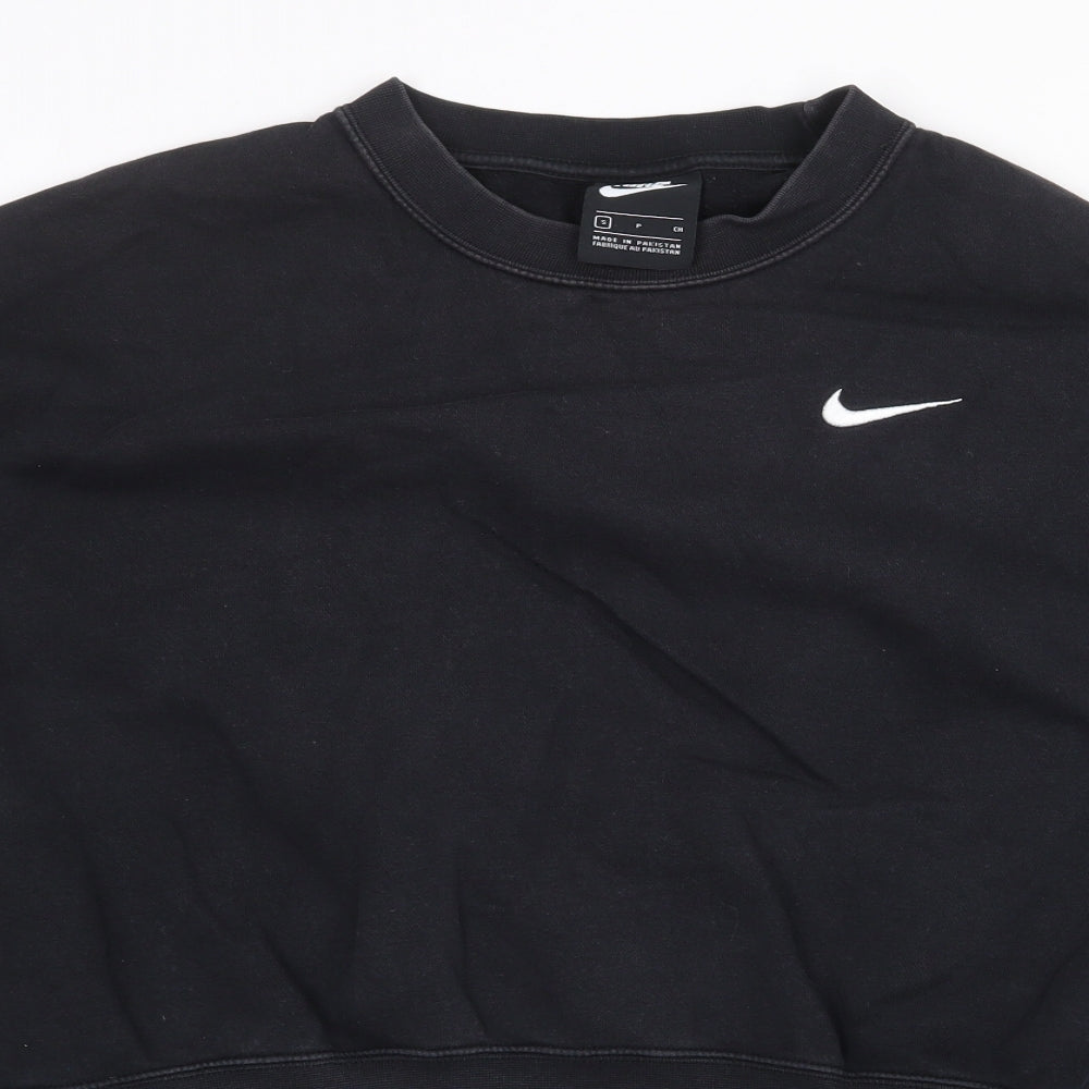 Nike Womens Black Cotton Pullover Sweatshirt Size S Pullover