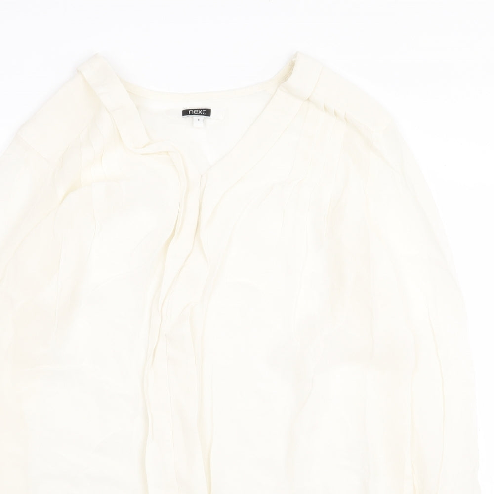 NEXT Womens Beige Polyester Basic Blouse Size 8 V-Neck