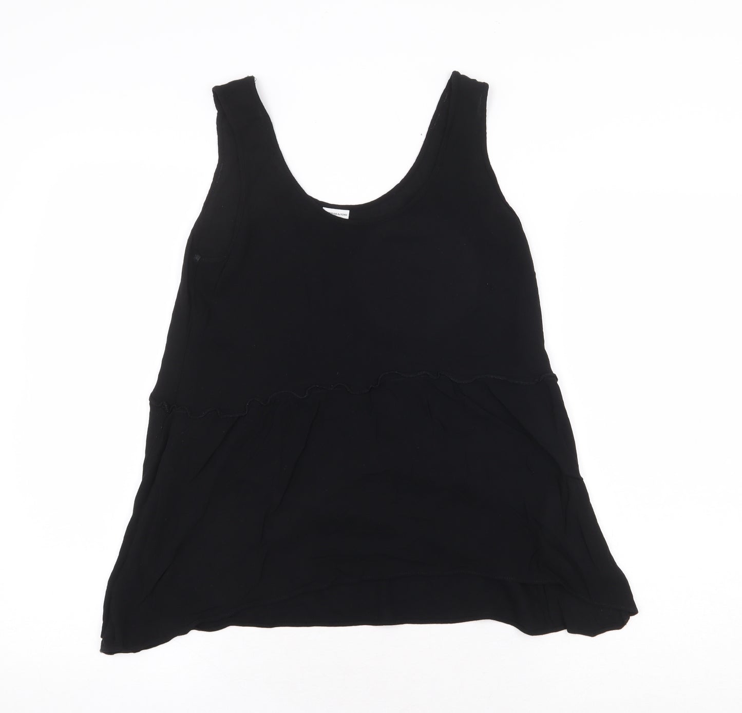 Jaqueline de Yong Womens Black Viscose Basic Tank Size 10 Round Neck