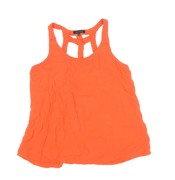 New Look Womens Red Viscose Basic Tank Size 12 Round Neck