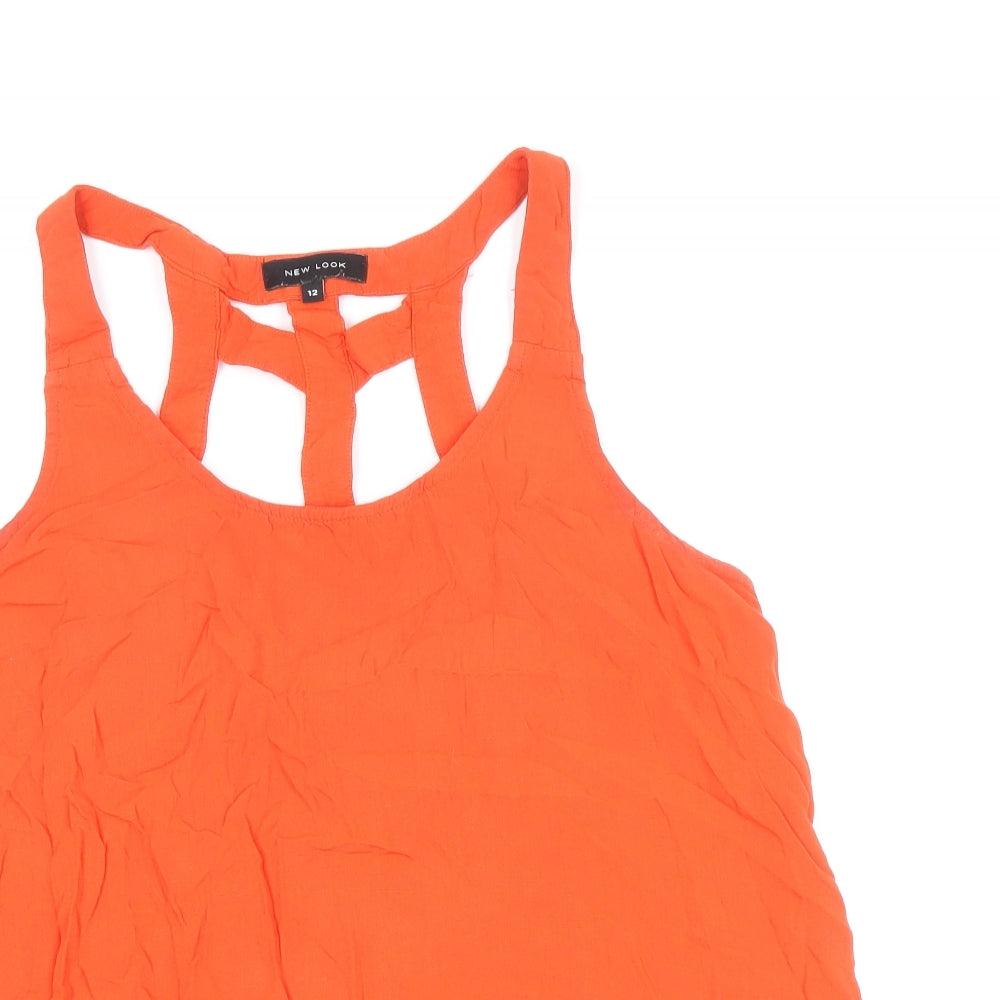 New Look Womens Red Viscose Basic Tank Size 12 Round Neck