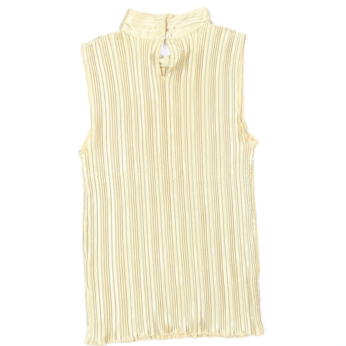 Nicola Womens Gold Polyester Basic Blouse Size M Mock Neck