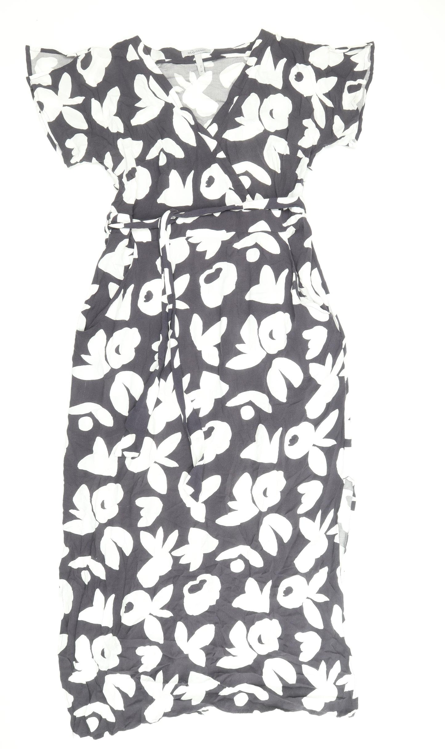 Bravissimo Womens Grey Geometric Viscose A-Line Size 14 V-Neck Pullover