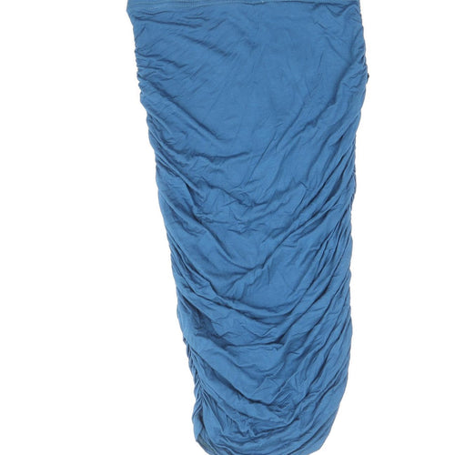 Boohoo Womens Blue Viscose Bodycon Size 12 Off the Shoulder Pullover