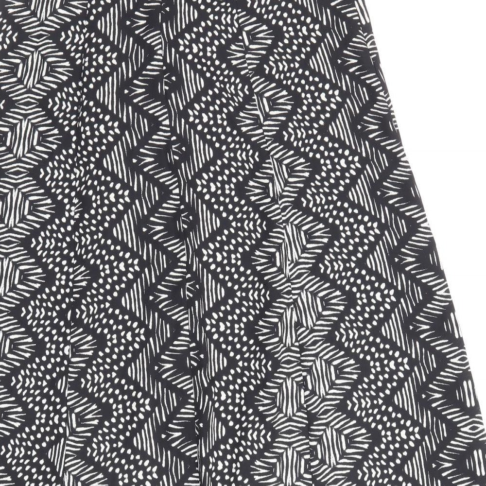 Atmosphere Womens Black Geometric Polyester Flare Skirt Size 12 Zip