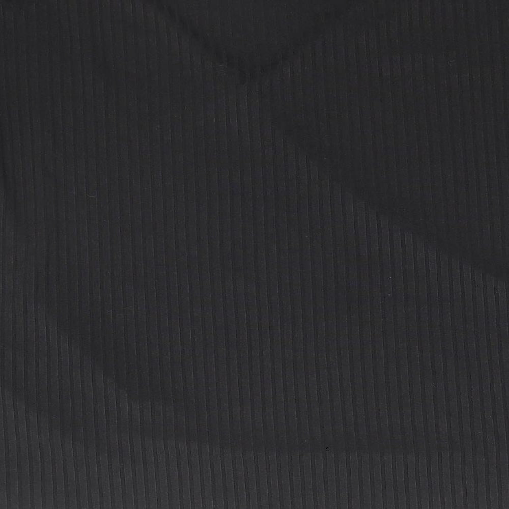 Boohoo Womens Black Geometric Polyester Basic T-Shirt Size 22 V-Neck - Mesh Sleeves
