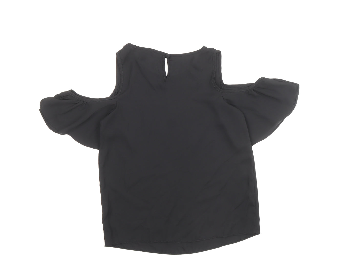 Atmosphere Womens Black Polyester Basic Blouse Size 6 Scoop Neck - Cold Shoulder