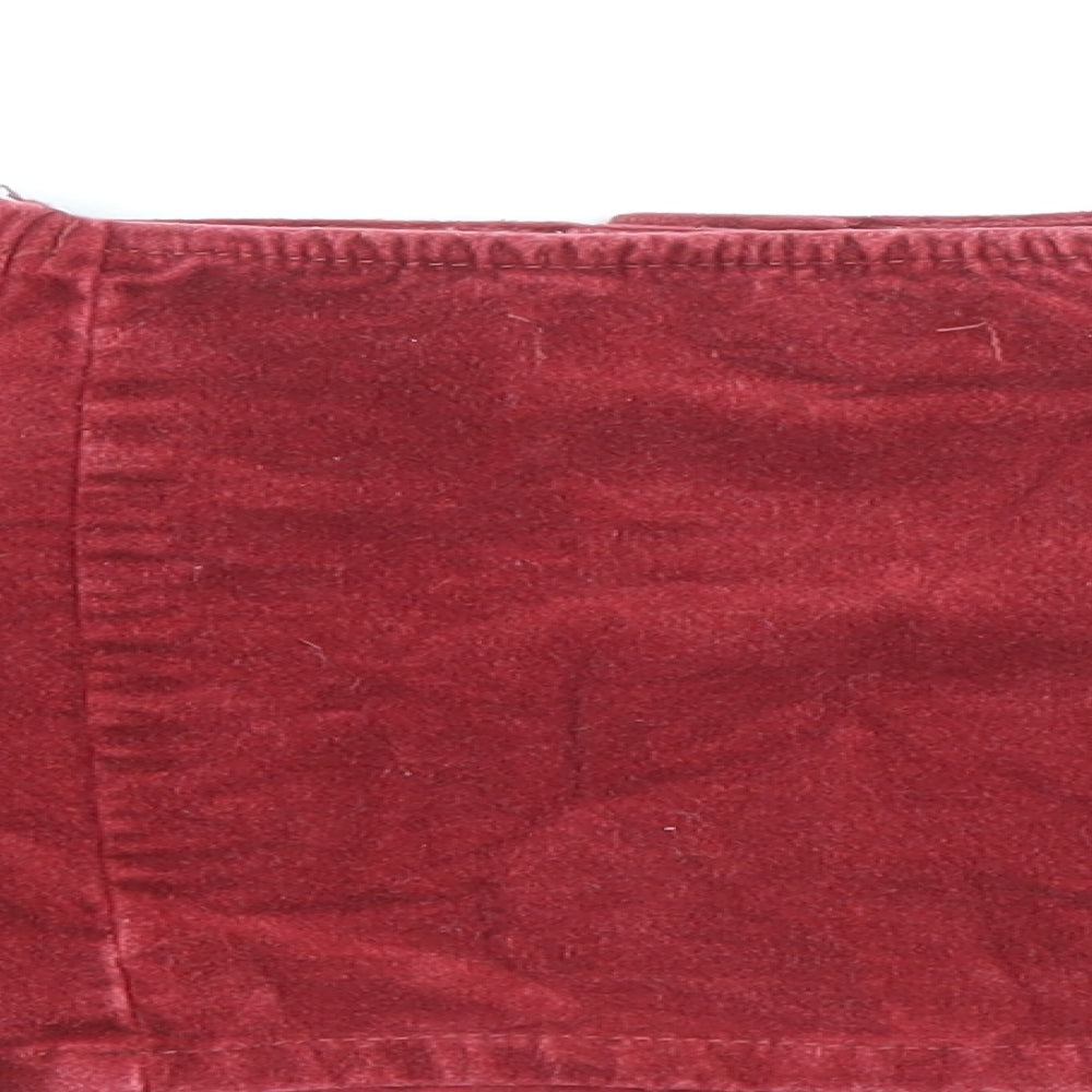 Missguided Womens Red Cotton Cropped Blouse Size 10 Boat Neck
