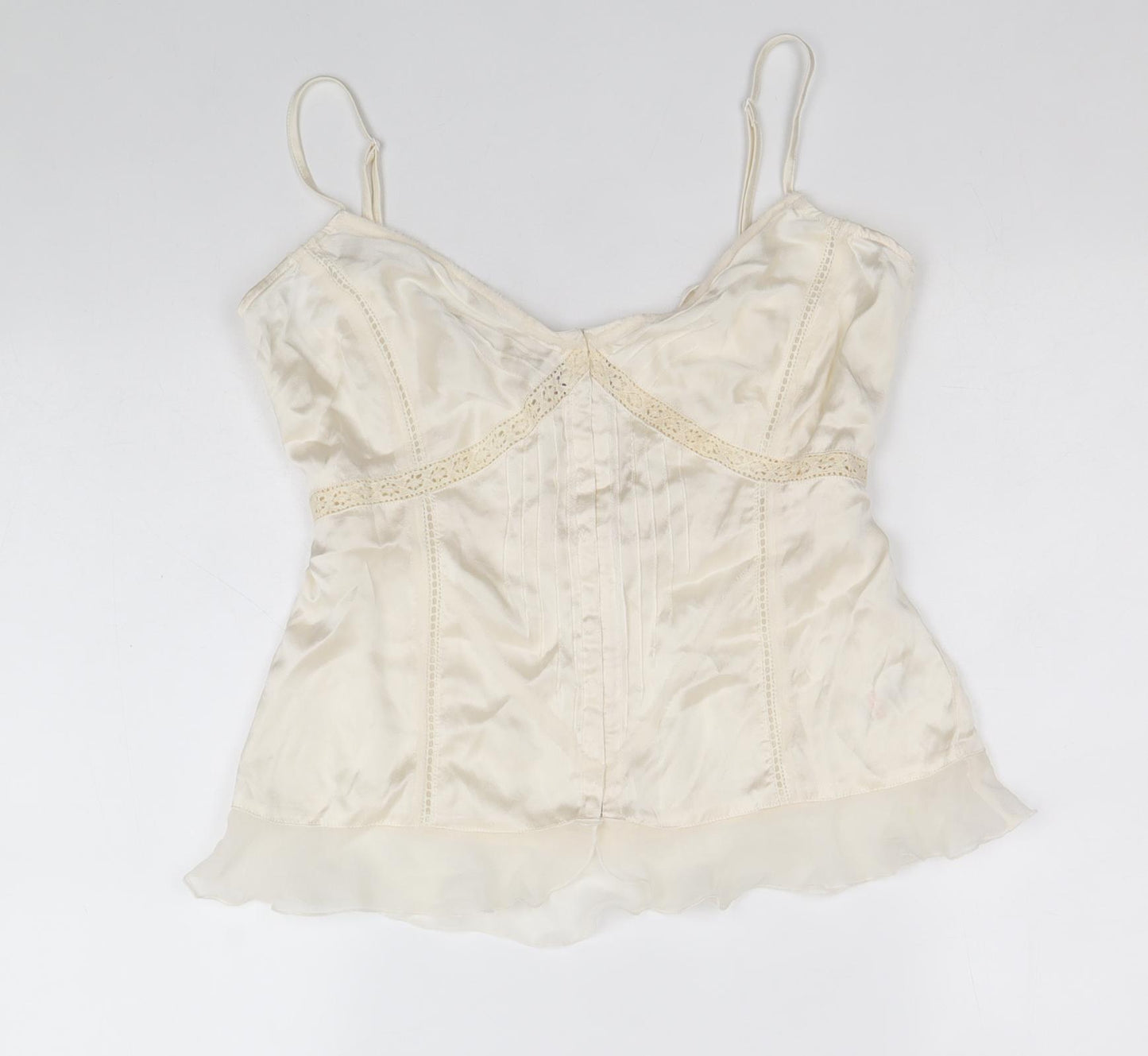 Monsoon Womens Ivory Silk Camisole Tank Size 12 V-Neck