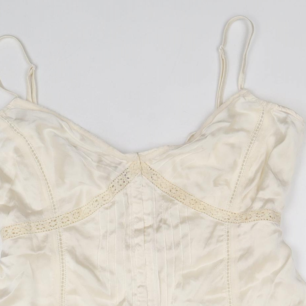 Monsoon Womens Ivory Silk Camisole Tank Size 12 V-Neck