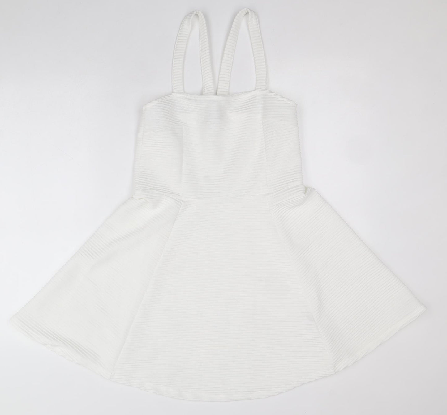 Divided by H&M Womens White Polyester Pinafore/Dungaree Dress Size M Square Neck Pullover