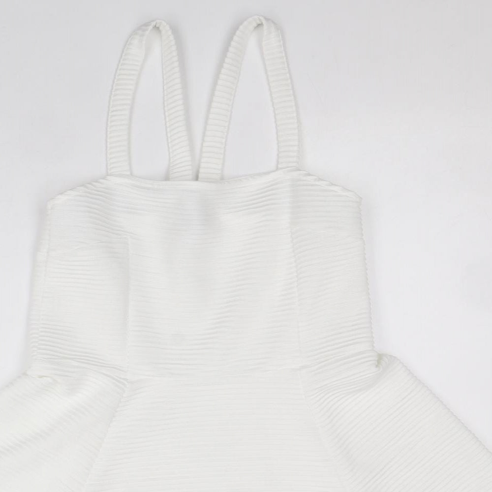 Divided by H&M Womens White Polyester Pinafore/Dungaree Dress Size M Square Neck Pullover