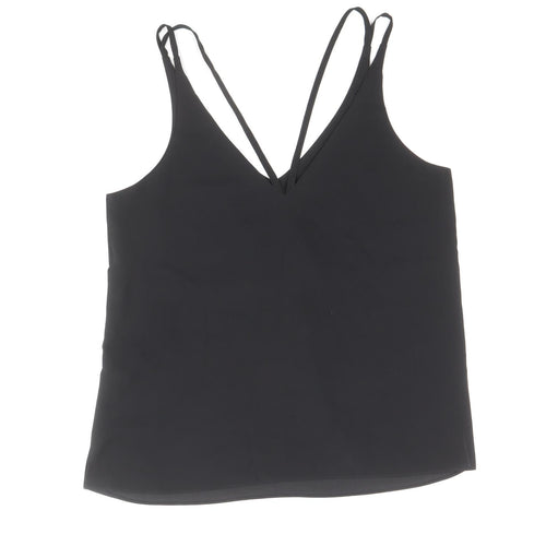 Topshop Womens Black Polyester Camisole Tank Size 6 V-Neck - Cross Back