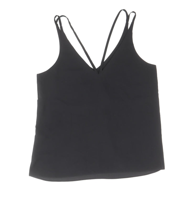 Topshop Womens Black Polyester Camisole Tank Size 6 V-Neck - Cross Back