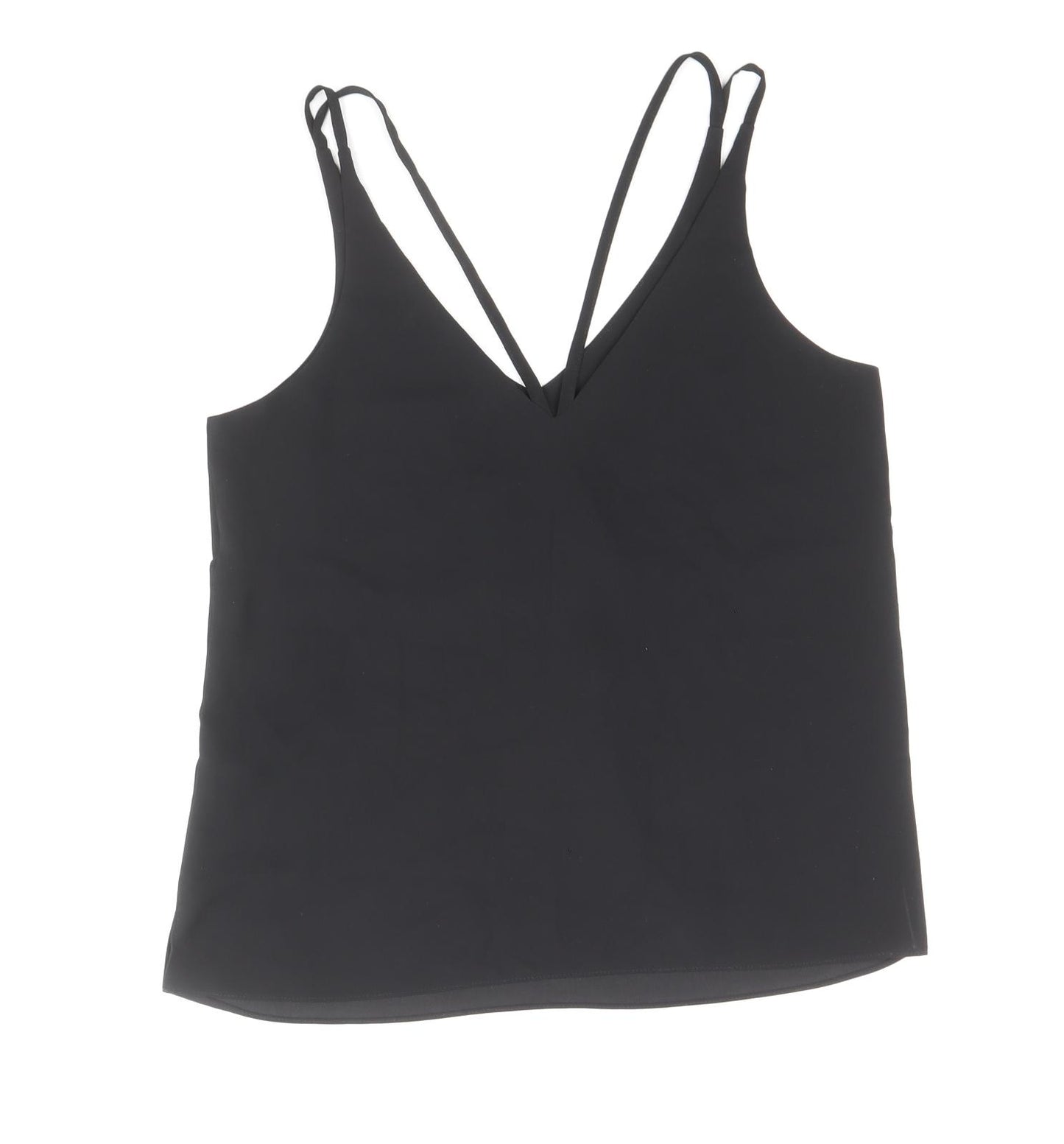 Topshop Womens Black Polyester Camisole Tank Size 6 V-Neck - Cross Back