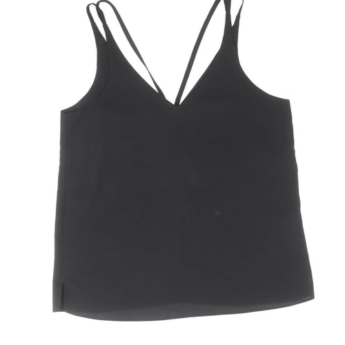 Topshop Womens Black Polyester Camisole Tank Size 6 V-Neck - Cross Back