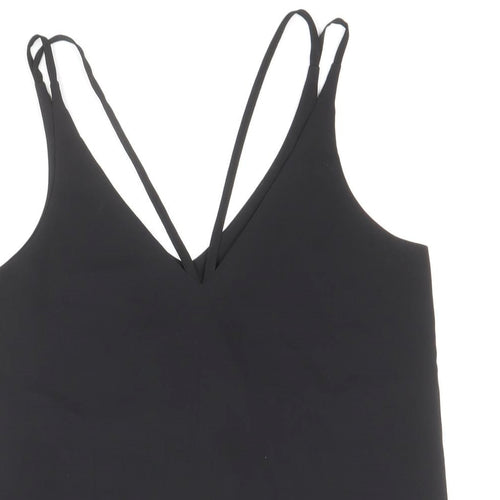 Topshop Womens Black Polyester Camisole Tank Size 6 V-Neck - Cross Back
