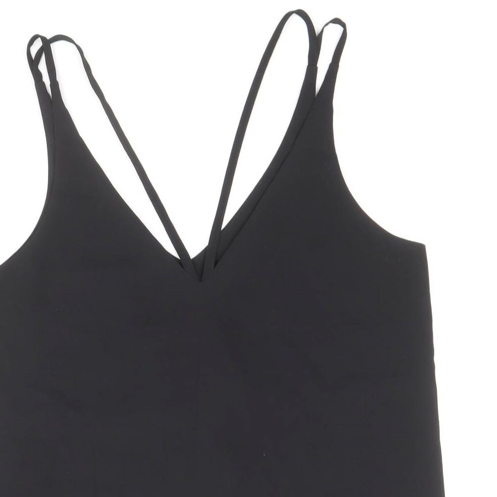 Topshop Womens Black Polyester Camisole Tank Size 6 V-Neck - Cross Back