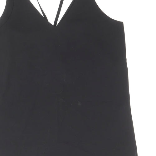 Topshop Womens Black Polyester Camisole Tank Size 6 V-Neck - Cross Back
