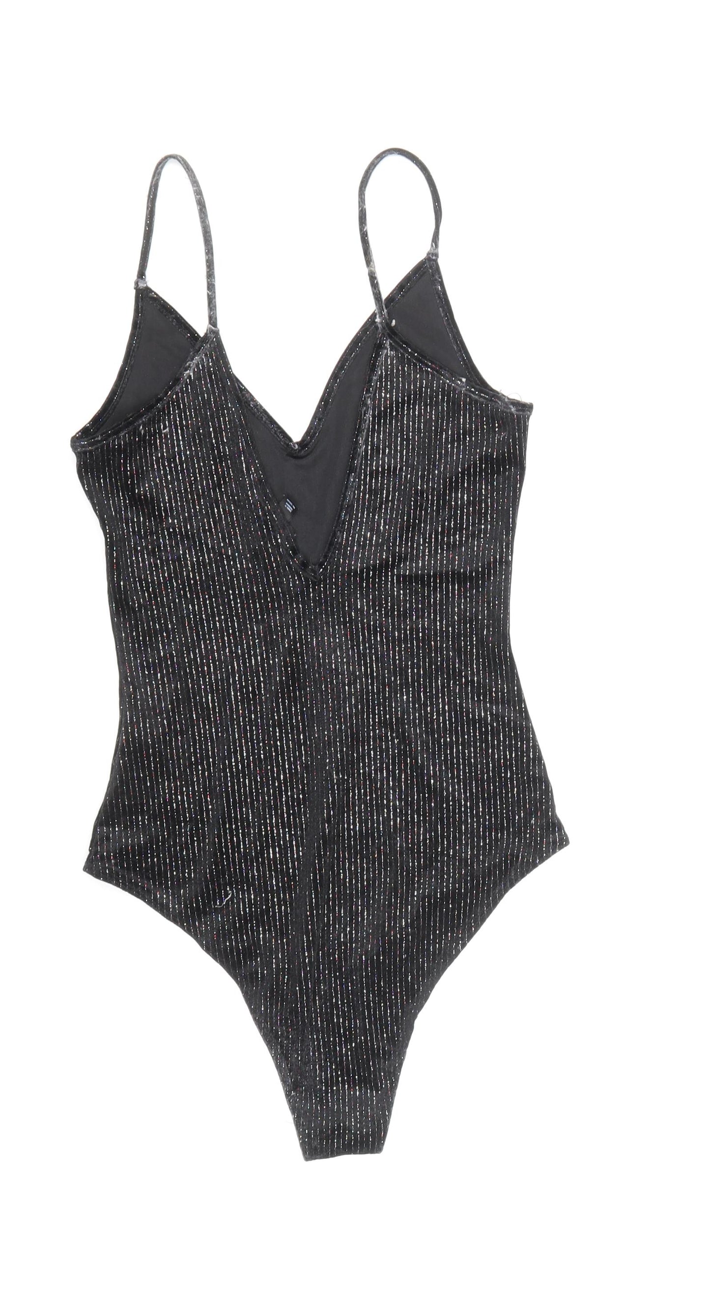 Topshop Womens Black Polyester Bodysuit One-Piece Size 10 Pullover
