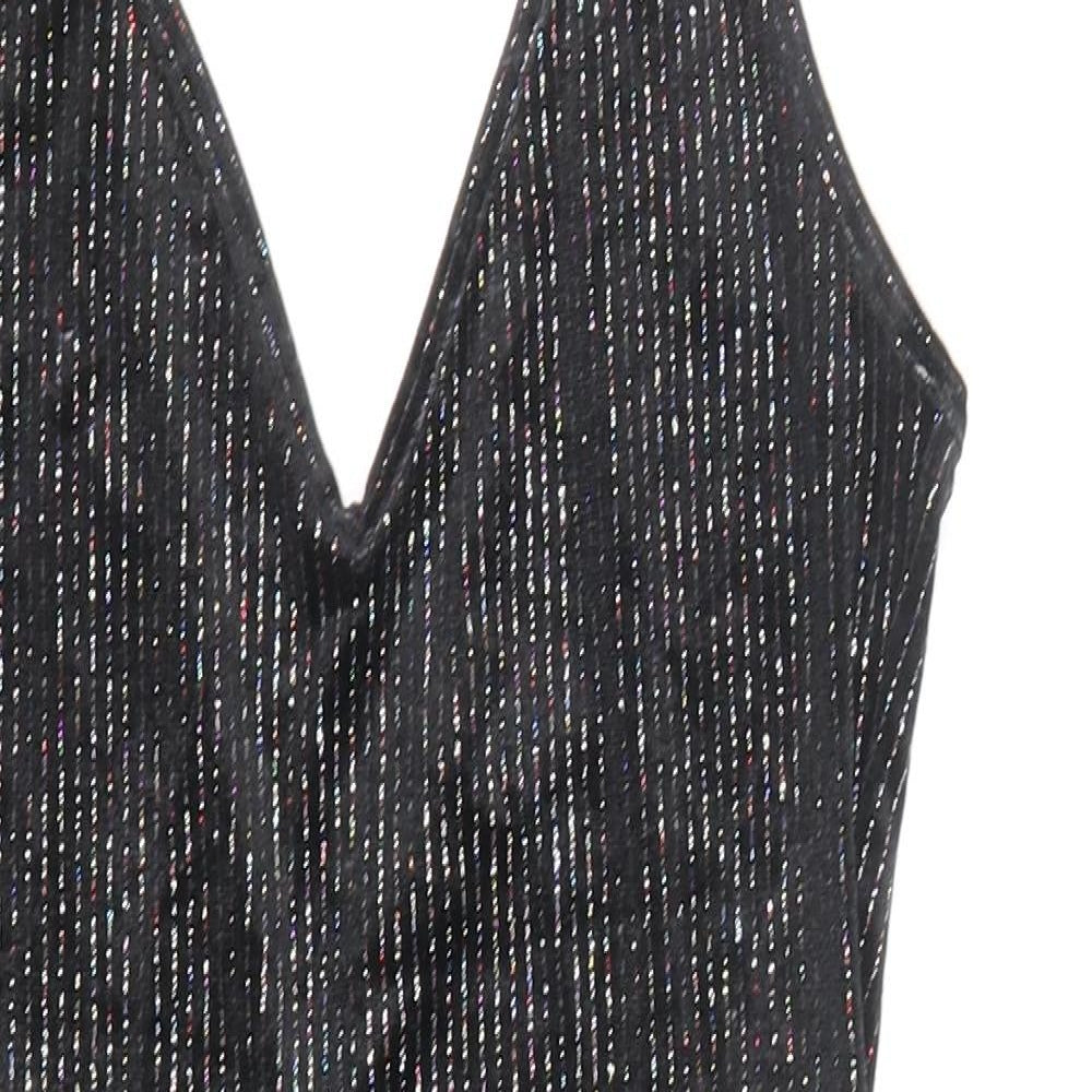 Topshop Womens Black Polyester Bodysuit One-Piece Size 10 Pullover