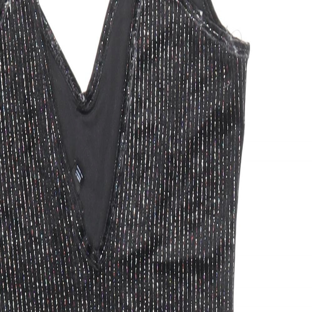 Topshop Womens Black Polyester Bodysuit One-Piece Size 10 Pullover